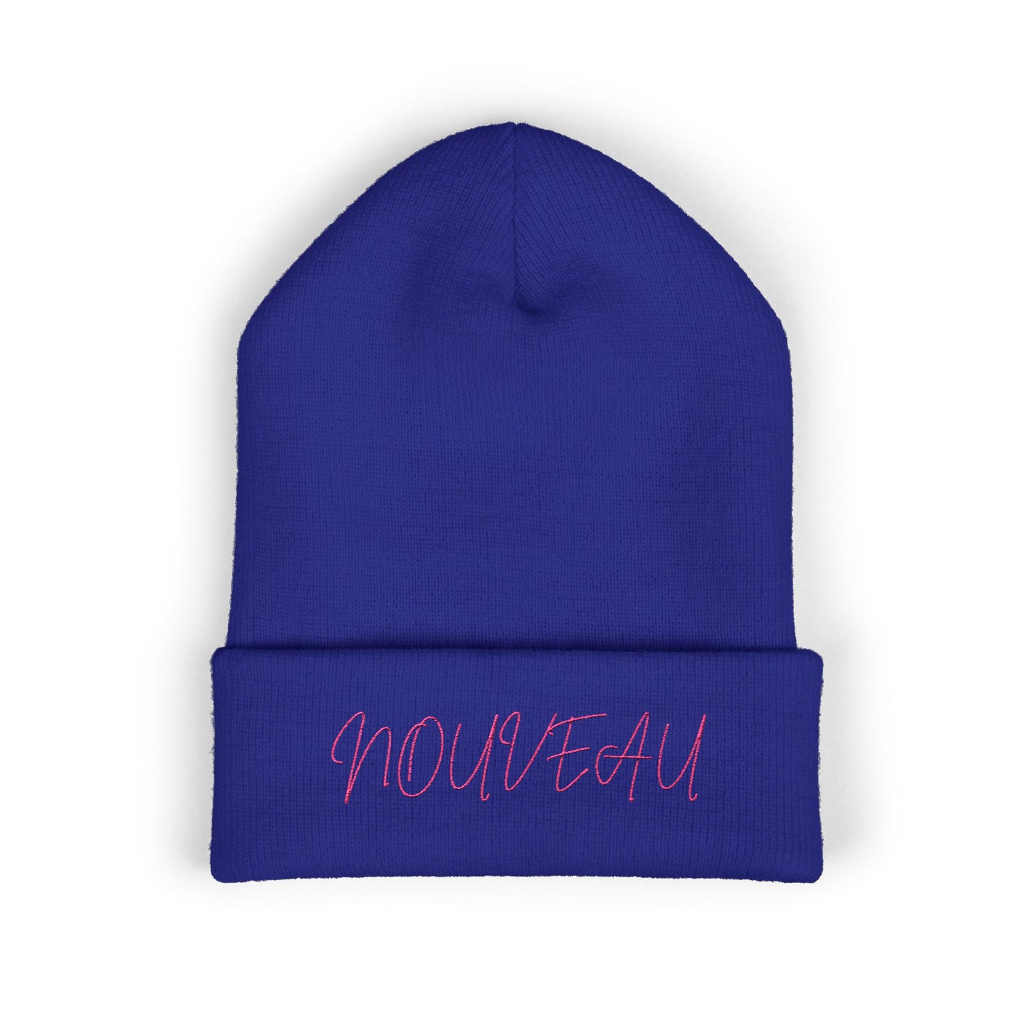 Pink Lettering NOUVEAU Embroidered Cuffed Beanie