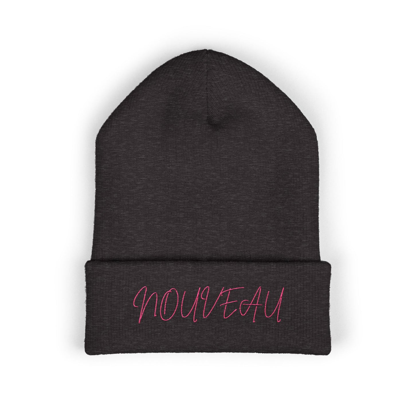 Pink Lettering NOUVEAU Embroidered Cuffed Beanie