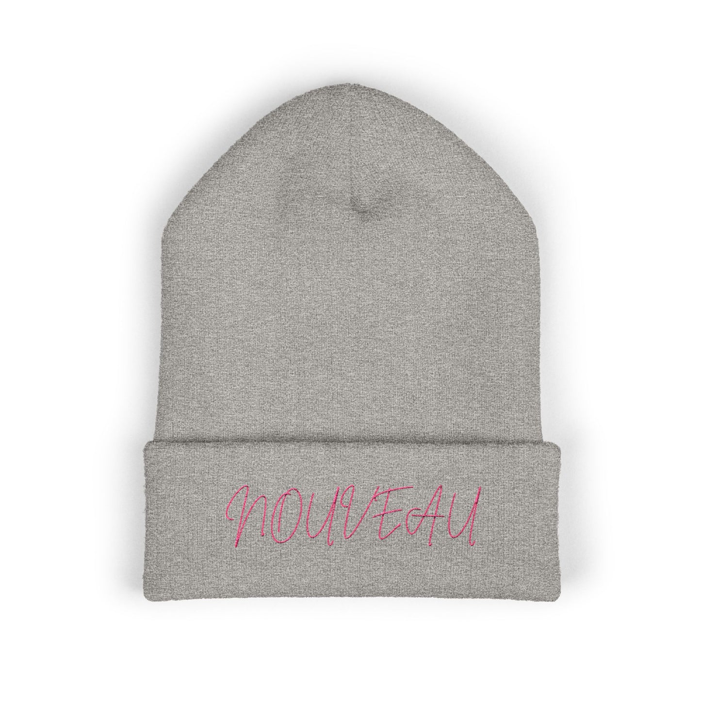 Pink Lettering NOUVEAU Embroidered Cuffed Beanie